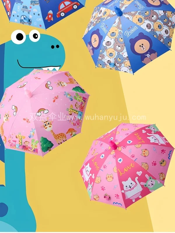 儿童雨伞男女孩幼儿园小学生卡通黑胶防晒晴雨两用长柄广告伞定制