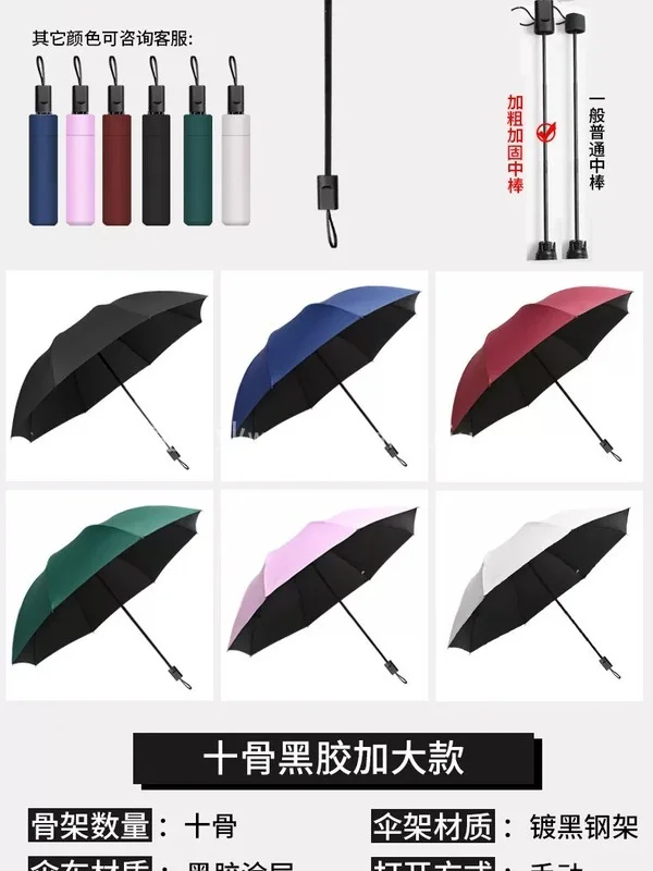 全自动黑胶商务折叠伞定制logo印图案男晴雨两用遮阳礼品广告雨伞