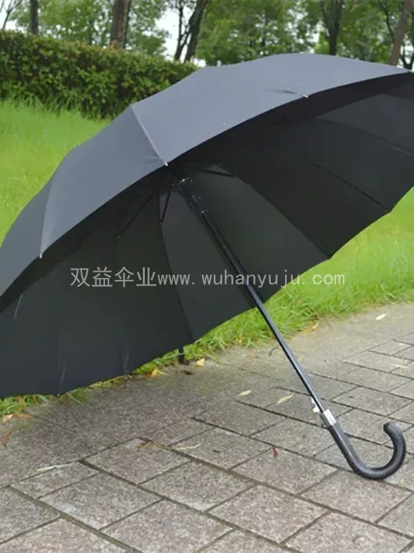 16骨雨伞超大双人弯钩酒店用伞自动长柄伞定制LOGO印字礼品广告伞