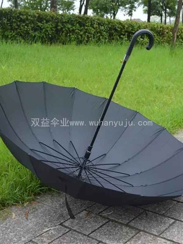 16骨雨伞超大双人弯钩酒店用伞自动长柄伞定制LOGO印字礼品广告伞