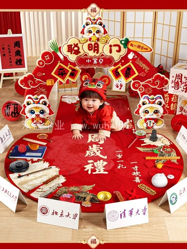 宝宝聪明门一周岁礼生日布置场景装饰男女孩细节展示