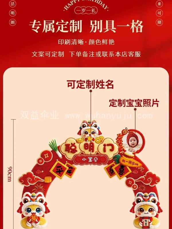 宝宝聪明门一周岁礼生日布置场景装饰男女孩场景效果