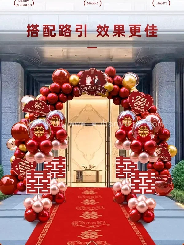气球拱门结婚专用婚礼装饰室外气球布置场景细节展示