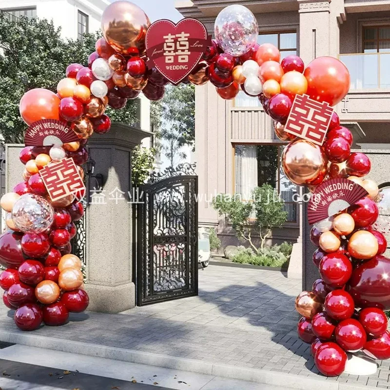 气球拱门结婚专用2026新款立柱路引农村门口装饰庭院布置室外婚礼