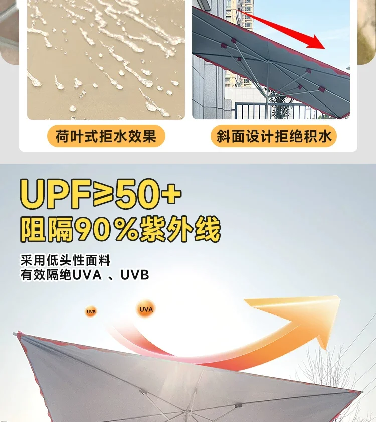 大型户外斜面遮阳伞摆摊专用防雨防晒可折叠便携特厚加固商用雨棚规格