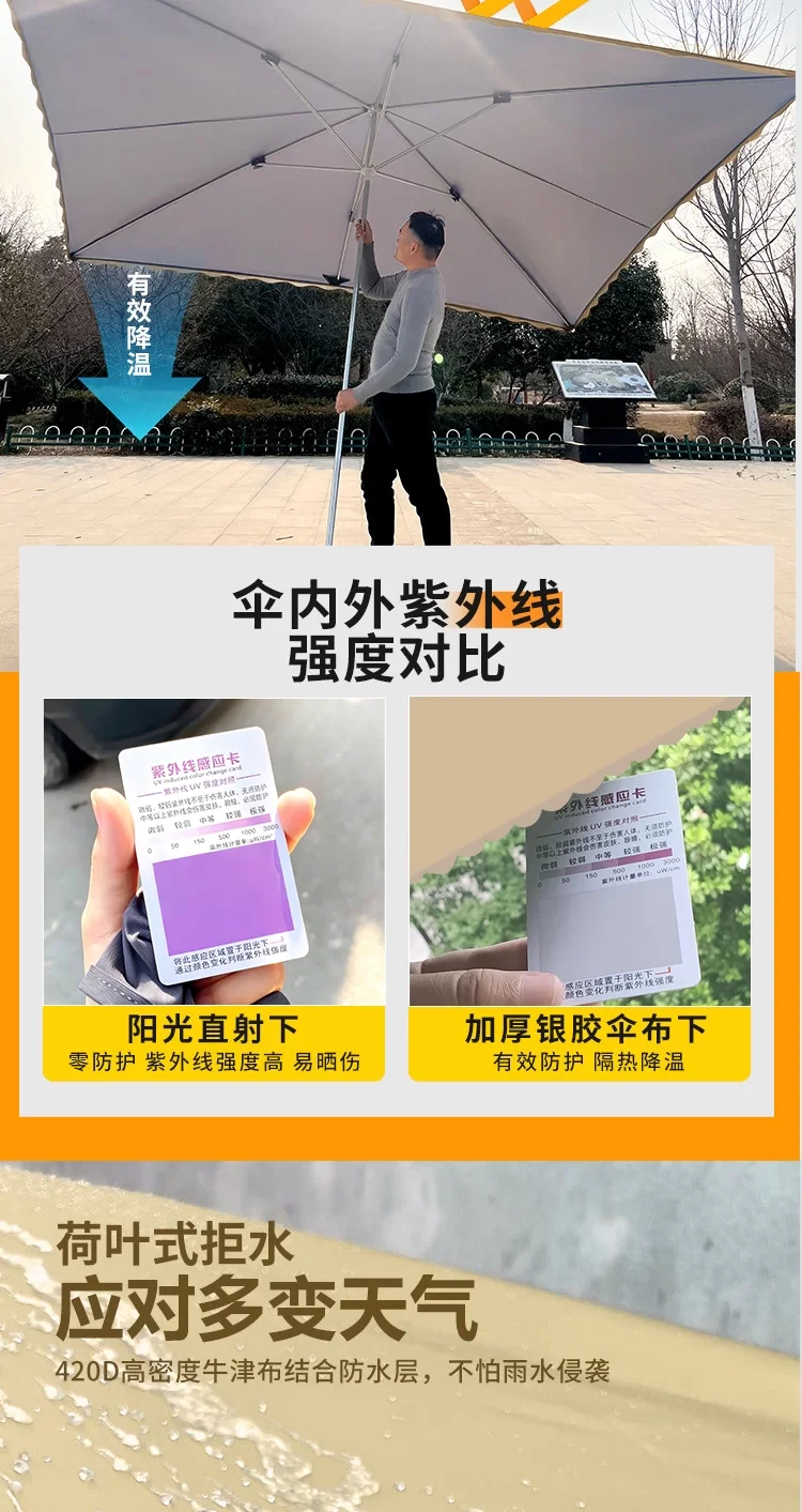 太阳伞大型户外摆摊专用雨伞遮阳伞长方形防晒商用雨棚地摊遮阳棚细节