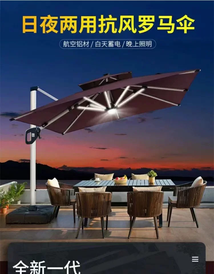 户外遮阳伞庭院伞露天阳台岗亭商用咖啡厅大太阳伞室外露台罗马伞细节