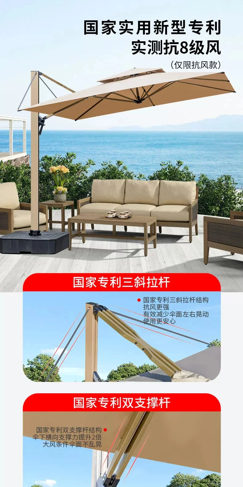 户外遮阳伞庭院伞露天阳台别墅花园罗马伞大太阳伞棚商用室外摆摊规格