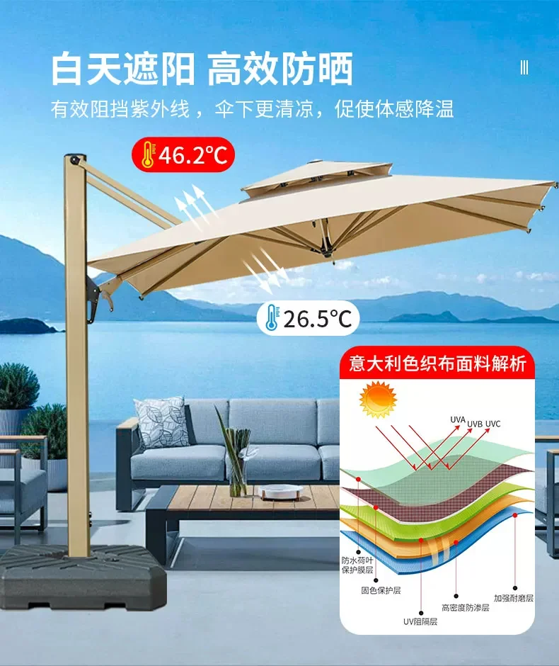 户外遮阳伞庭院伞露天阳台别墅花园罗马伞大太阳伞棚商用室外摆摊场景