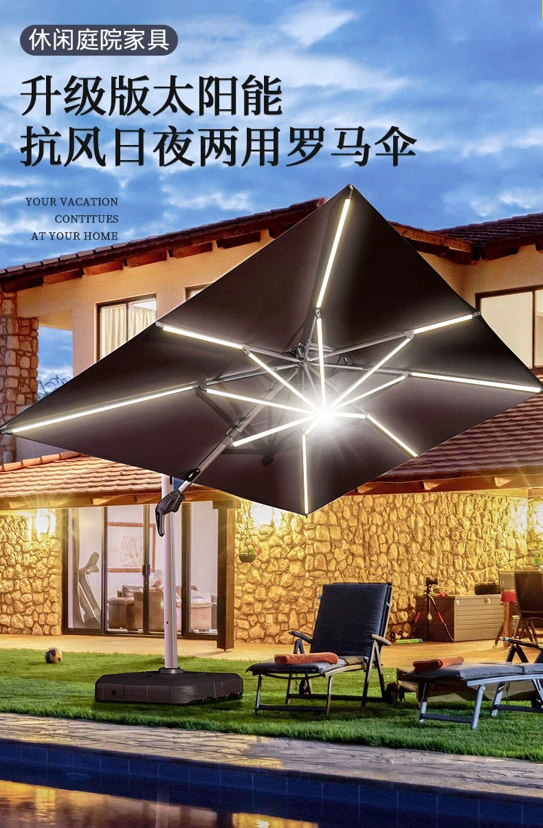 户外遮阳伞庭院伞露台阳台露天摆摊大型太阳伞别墅花园室外罗马伞细节