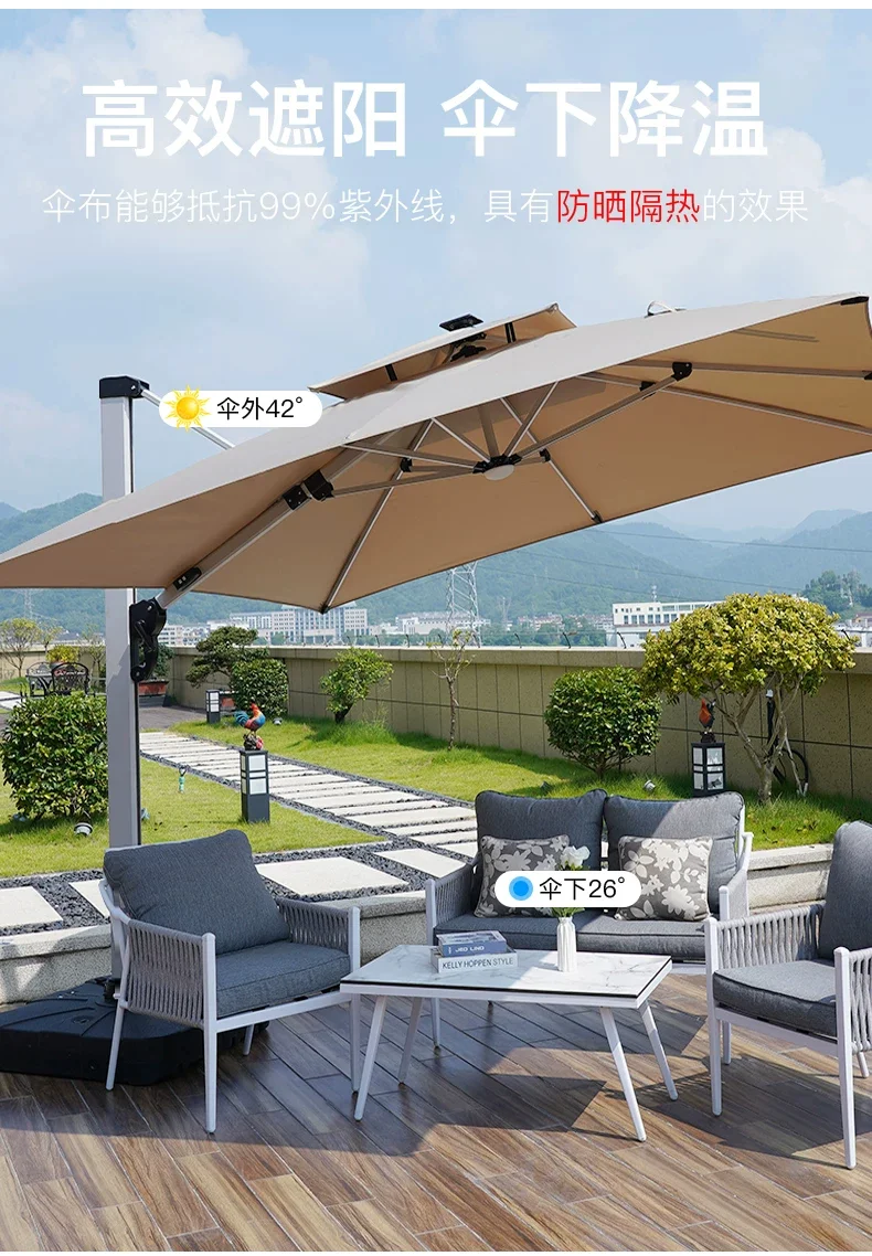 户外遮阳伞庭院伞露台阳台露天摆摊大型太阳伞别墅花园室外罗马伞场景