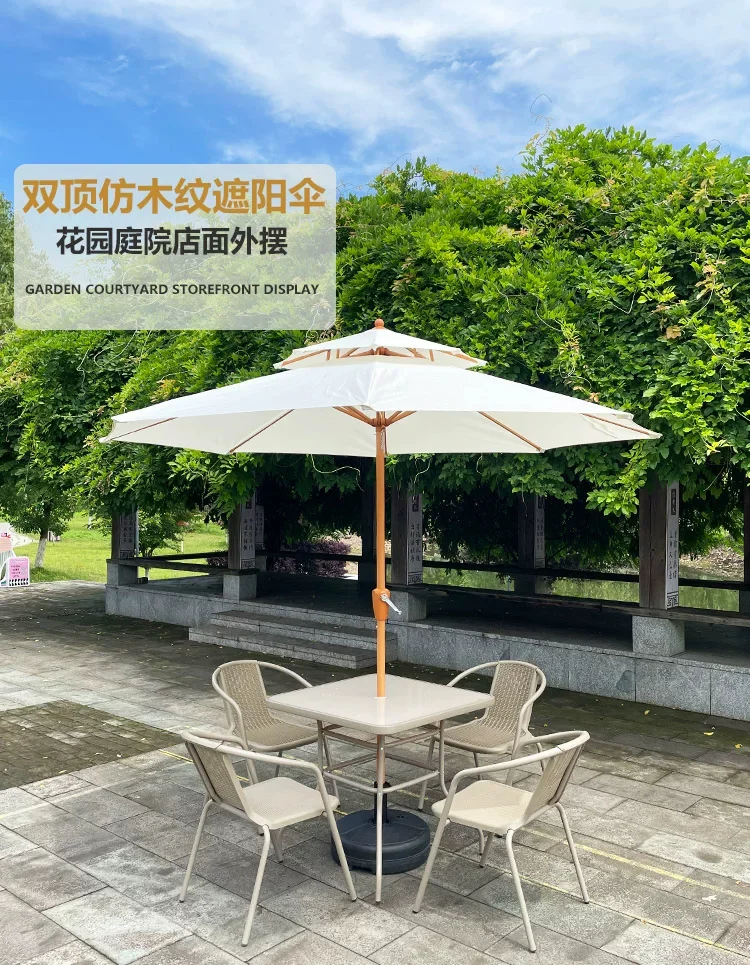 户外遮阳伞室外庭院花园半边摆摊太阳伞防晒露营保安亭岗亭罗马伞细节