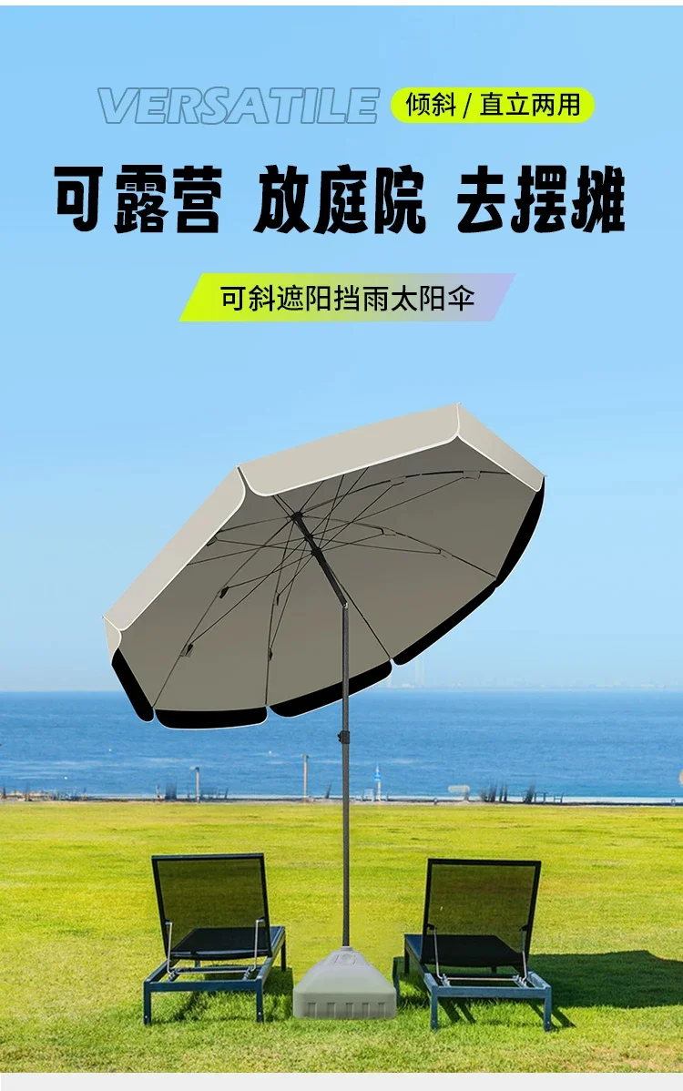 遮阳伞摆摊专用雨伞可倾斜大型户外太阳伞庭院伞雨棚双层黑胶伞面细节