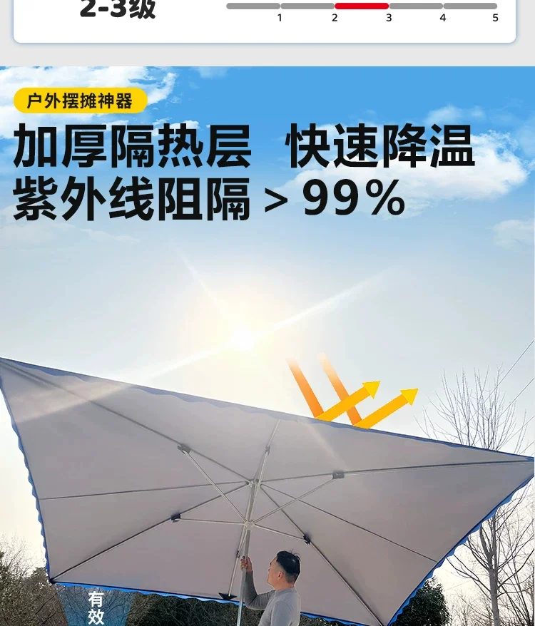 遮阳伞户外摆摊斜伞店铺商用折叠大型斜面太阳伞防晒四方加厚雨棚细节