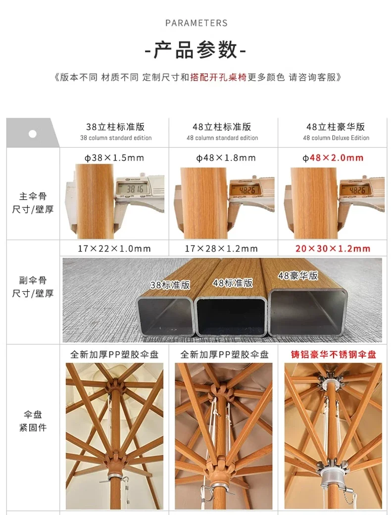 户外遮阳伞庭院中柱圆形沙滩伞酒店游泳池太阳伞定制咖啡厅商用伞场景