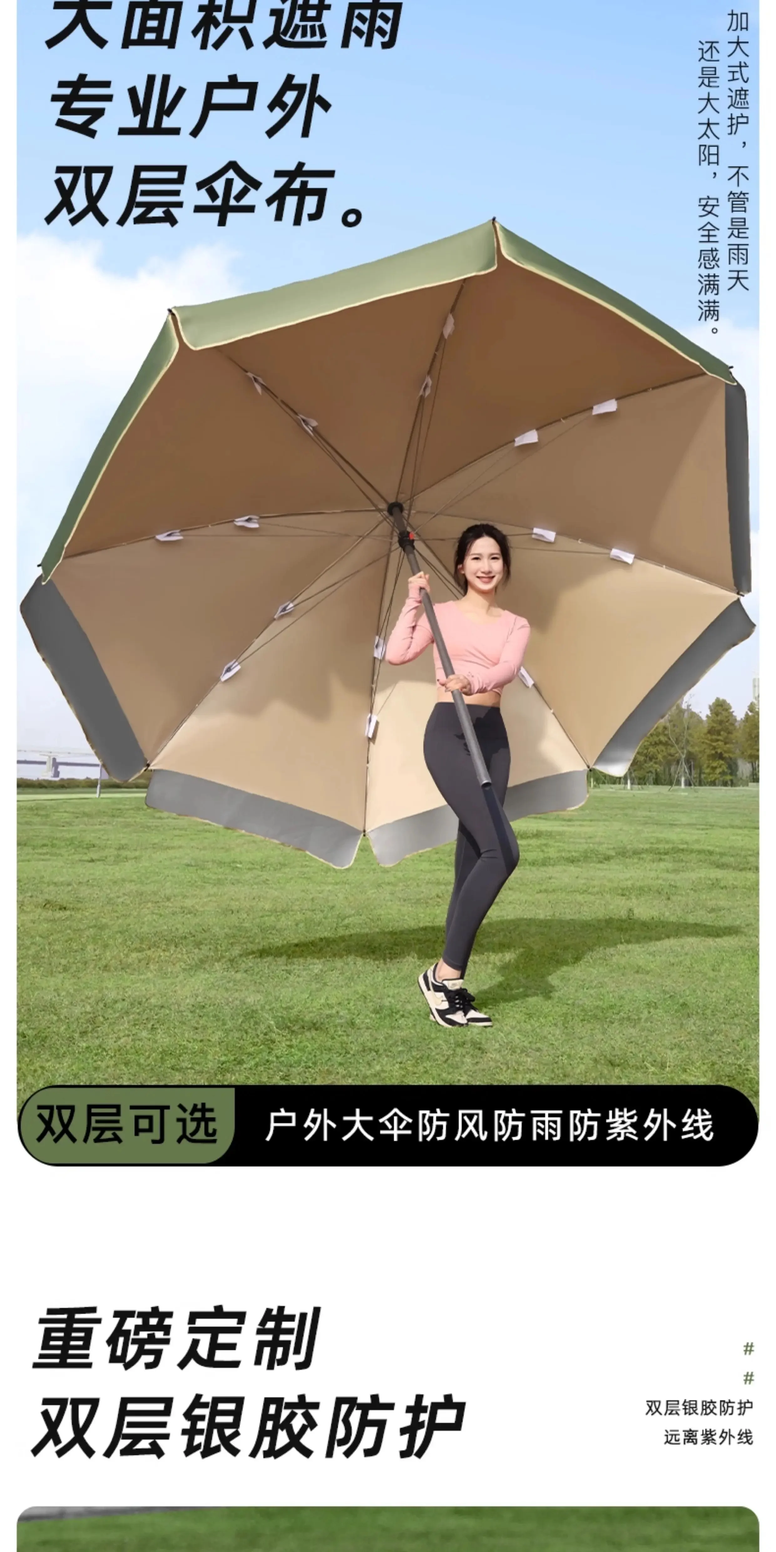 遮阳伞大号户外摆摊专用太阳伞双层晴雨两用庭院加大加厚加固雨伞场景
