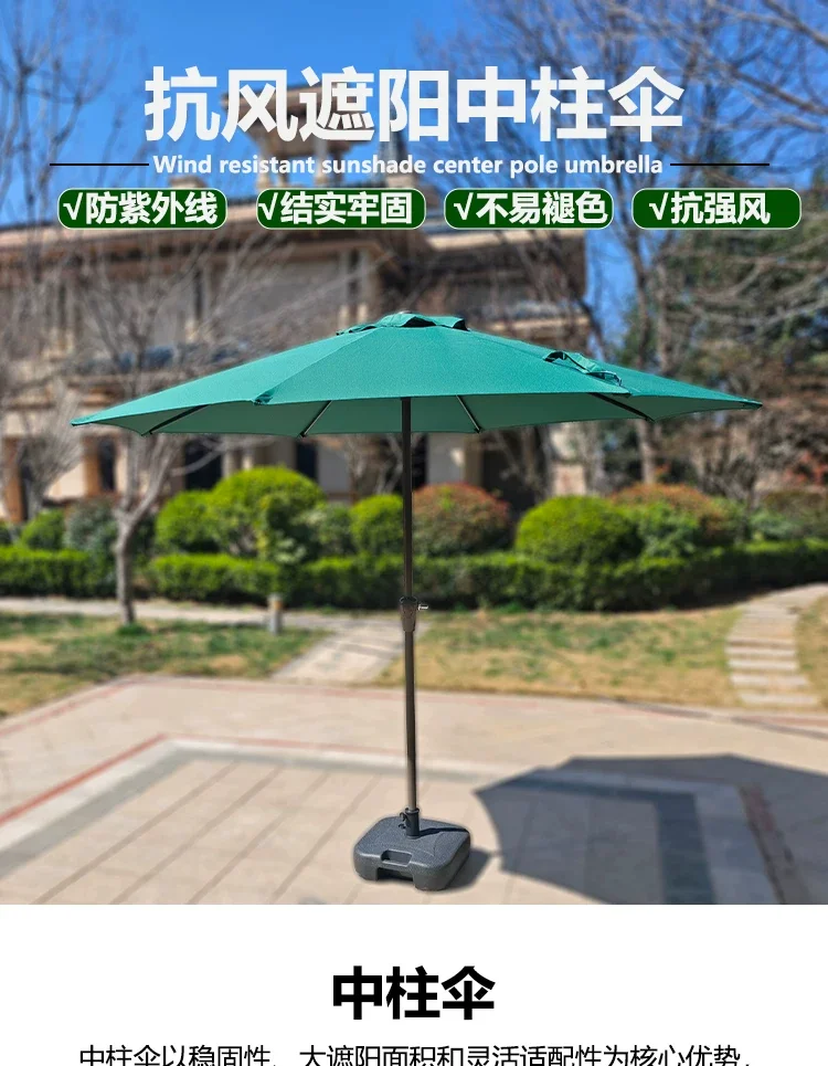 户外遮阳伞防雨防晒加厚庭院伞手摇中柱露营花园摆摊咖啡店折叠伞细节