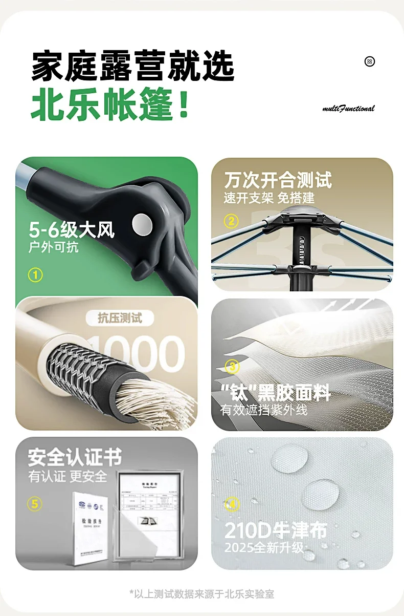 帐篷户外便携式折叠野营露营开合加厚自动黑胶防雨可过夜沙滩室内细节