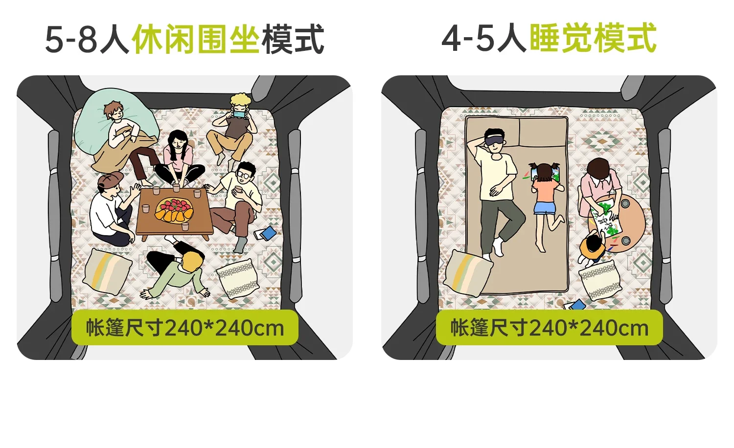 露营帐篷户外便携式折叠装备全套野营过夜帐篷天幕二合一规格