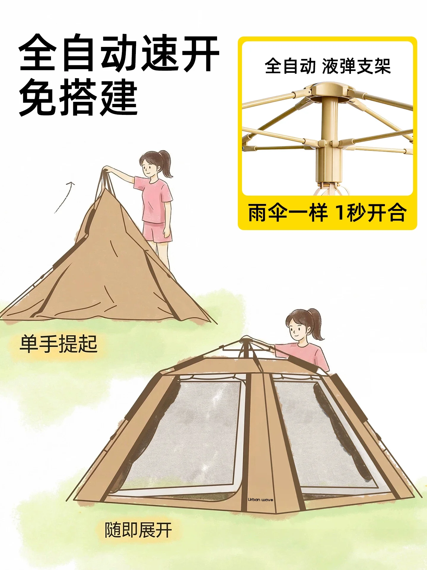 帐篷户外便携式折叠野营过夜防雨加厚野外露营装备自动