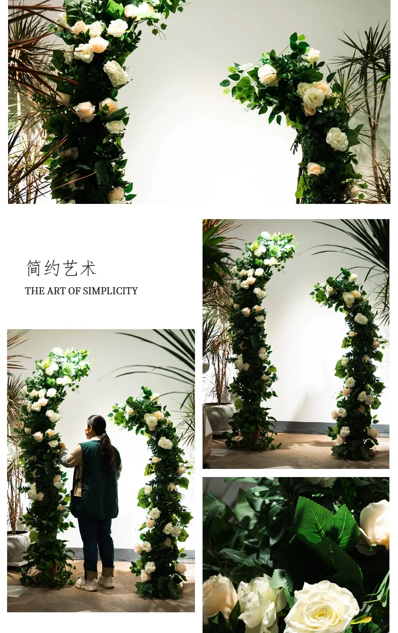 森系婚庆牛角花门羊角门树枝花艺拱门花架子弧形户外草坪婚礼道具场景