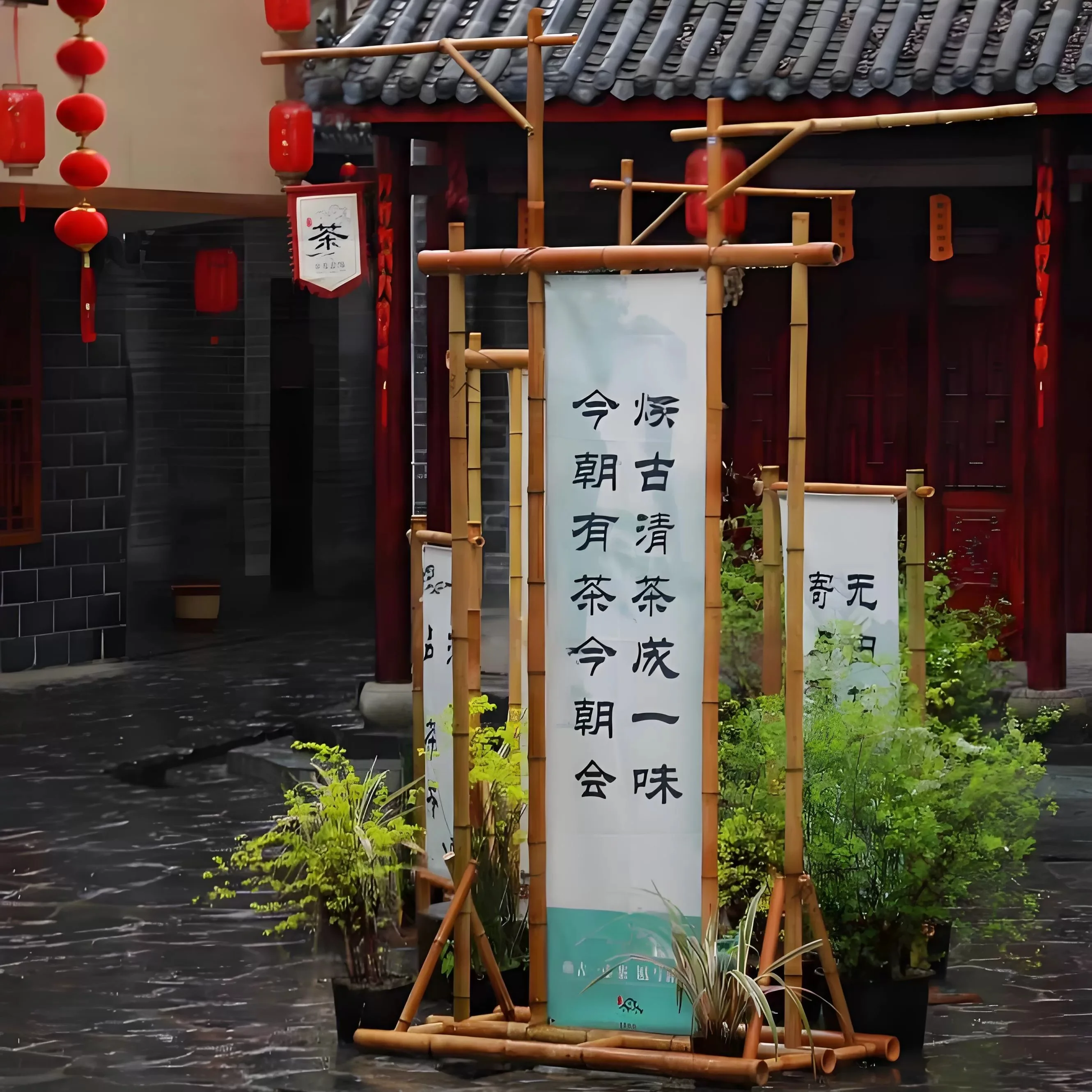 婚宴竹架子美陈活动搭建竹竿迎宾架道具户外拍照打卡竹筒背景拱门细节