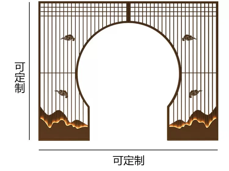 餐厅卡座月洞门格栅饭店包厢铁艺拱门隔断火锅店烧烤店小包间屏风规格