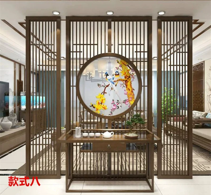 月洞门博古架实木新中式古董架客厅多宝阁隔断展示柜玄关拱门定制细节