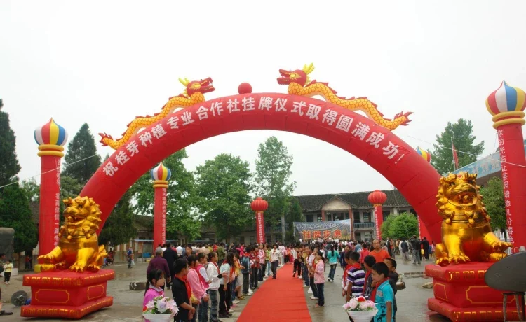 加厚防水婚庆龙凤双龙拱门开业庆典活动彩虹门充气拱门8m10米细节